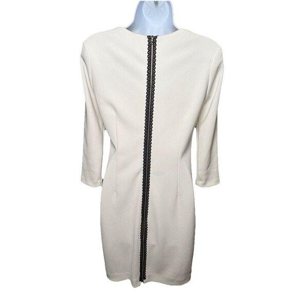 Maia Jacquard Mini Dress Size 4 White Long Sleeve 33122 - Picture 3 of 5